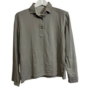 Van Laack Long Sleeve Polo Shirt Mens S Gray Minimalist Luxury Casual Classic